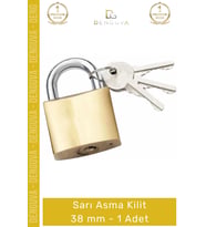 #AsmaKilit Güvenli Pirinç Gövde Sert Çelik Halkalı Paslanmaz Profesyonel Sarı Asma Kilit 38 mm - 1 A