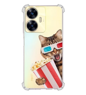 PrintiFy Realme C55 Uyumlu Kedi 1 Baskılı Şeffaf Köşe Korumalı Antişok Kılıf