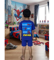 Cg Kids Örümcek Adam Erkek Çocuk Alt Üst Takım Süper Kalite Sırt Baskı Detay (Mavi)