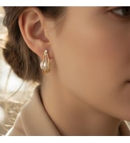 STİL İNCİSİ/XUPING JEWELRY ELİPS İNCİLİ TAŞLI MODEL KÜPE (Altın Rengi)