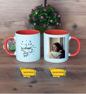 Doğum Günü Hediyesi Kupa Bardak Turuncu Fotoğraflı