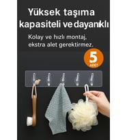 5'li Kendinden Yapışkanlı Şeffaf Askı