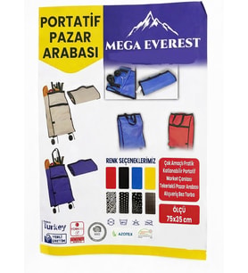 PAZAR ARABASI (PORTATİF KATLANABİLİR) (TEKERLEKLİ) (MARKET ÇANTASI & ALIŞVERİŞ BEZ TORBA) (75X35CM)*50 (KARMA RENK VE DESEN)