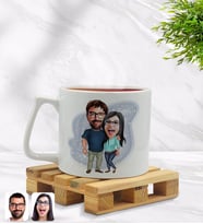 BK Gift Kişiye Özel Sevgililer Karikatürlü Middle Beyaz Kupa Bardak Model 109