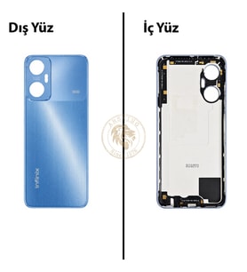 Infinix Hot 20 5G Mavi Uyumlu Arka Kapak Arka Cam Batarya Pil Kapağı Lazer Kesim Back Cover
