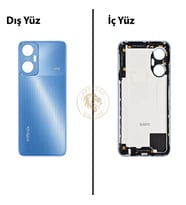 Infinix Hot 20 5G Mavi Uyumlu Arka Kapak Arka Cam Batarya Pil Kapağı Lazer Kesim Back Cover