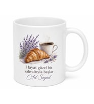 Fransız Kahvaltı Temalı Baskılı Kupa Bardak Hediye Porselen Mug