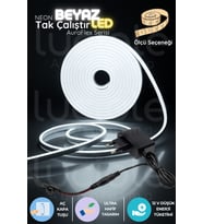 1 Metre Beyaz Neon LED Şerit  AuraFlex Serisi  6500K Soğuk Beyaz Anahtarlı Tak Çalıştır