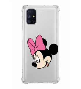 Samsung Galaxy M51  Köşe Korumalı Antişok Kapak Minnie Mouse Tasarımlı Şeffaf  Kılıf