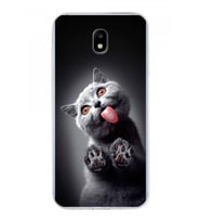 PrintiFy Samsung Galaxy J5 Pro ile Uyumlu 1mm Slim Fit Kedi 2 050c Baskılı Şeffaf  Kılıf