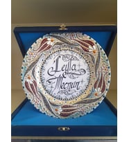 Kişiye Özel Kadife Kutulu Beş Laleli Hediyelik Dekoratif Çini Tabak