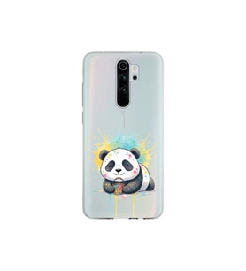 Redmi Note 8 Pro ile Uyumlu Splash Panda Tasarımlı Şeffaf Silikon Kılıf