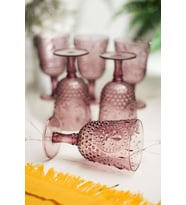 Akrilik Mürdüm 6'lı Kadeh & Su Meşrubat Kahve Yanı Bardağı 450 ml ( Cam Değildir )
