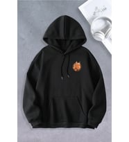 Unisex Kadın Erkek Tiger Baskılı Oversize Sweatshirt (Siyah)