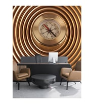Dreamwall Sarmal Pusula Desenli Silinebilir  Sağlıklı Tekstil Duvar Kağıdı (Gold)