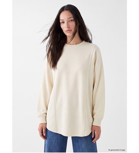LC WAIKIKI Bej Bisiklet Yaka Kadın Sweatshirt Tunik
