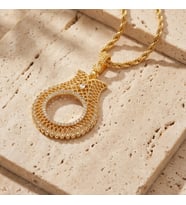 FerizZ Altın Kaplama Lale Model Çeyrek Çerçeve Kolye Ucu TGR-442 (Gold)