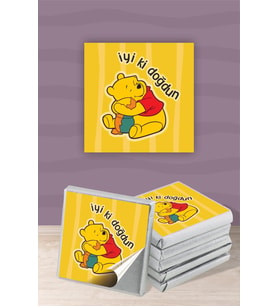 Winnie The Pooh Temalı Doğum Günü Çikolata Etiketi * Sticker 60 adet 4x4 cm