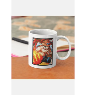 One Piece Ateş Yumruk Ace Kupa Bardak (Beyaz)