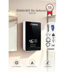 Torima Şofben Elektrikli Su Isıtıcı 7000W Banyo Mutfak Tipi Duvara Monte Su Isıtıcısı WH01 Siyah