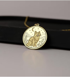 Kişiye Özel 925 Ayar Gümüş Özel Tasarım Gökyüzü Kedi Kolye (Gold)