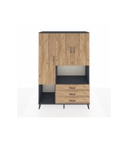 Hyperion Gardrop 6 Raflı 3 Çekmeceli 3 Kapaklı 132x44x195 Antrasit-Çam