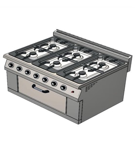 CSA Karacasan 900 Seri Dolaplı 120 cm 6 Gözlü Tüplü Ocaklı Kuzine (120x90x85Cm)