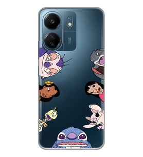 Xiaomi Redmi 13C Uyumlu Stitch Tüm Karakterler Tasarımlı Şeffaf Telefon Kılıfı