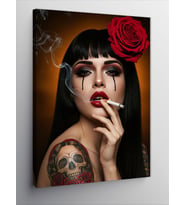 Kanvas Tablo Kırmızı Gül ve Gotik Kadın