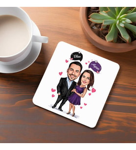 Kişiye Özel Karikatürlü Şahane Çiftler Bardak Altlığı