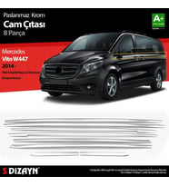 Mercedes Vito Uyumlu W447 Krom Cam Alt Çıtaları 8 Parça. (Tek Sürgülü Kapı-L2 Orta Şasi) 2014 Üzeri Parça