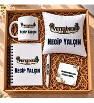 Veteriner Hekime Özel İsim Baskılı 4'lü Hediye Kutusu