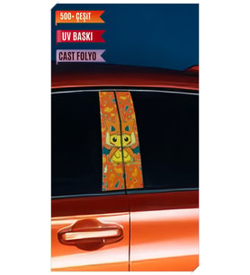 Araç Kapı Direk Kaplama Folyosu Pikachu Desenli (Sağ Sol Takım) (2 Adet) - 22x50 (Çok Renkli)