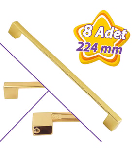8 Adet Marmara Kulp 224 mm Altın Mutfak Kulpu Çekmece Dolap Kapak Kulbu Metal  Mobilya Dolabı Kulpları