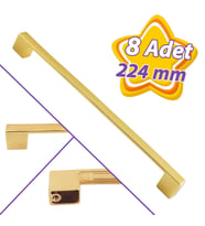 8 Adet Marmara Kulp 224 mm Altın Mutfak Kulpu Çekmece Dolap Kapak Kulbu Metal  Mobilya Dolabı Kulpları