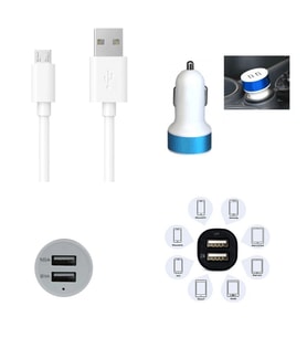 Çift Usb Girişli 3.1 Çıkışlı Seyahat Seti Android / Micro Usb