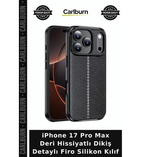 iPhone 17 Pro Max Deri Hissiyatlı Dikiş Detaylı Firo Silikon Kılıf Stil Telefon Teknoloji
