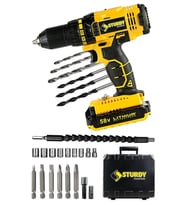 Professıonel 58v 8ah Metal Şanzıman Şarjlı Çift Akülü Vidalama 27prç Uç Set