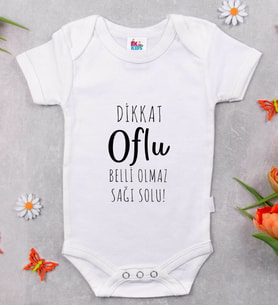 BK Kids Dikkat Oflu Tasarımlı Beyaz Bebek Body Zıbın-1