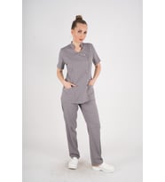 Aylu Model Soft Likra Gri Doktor Hemşire Hastane Scrubs Üniforma Takımı