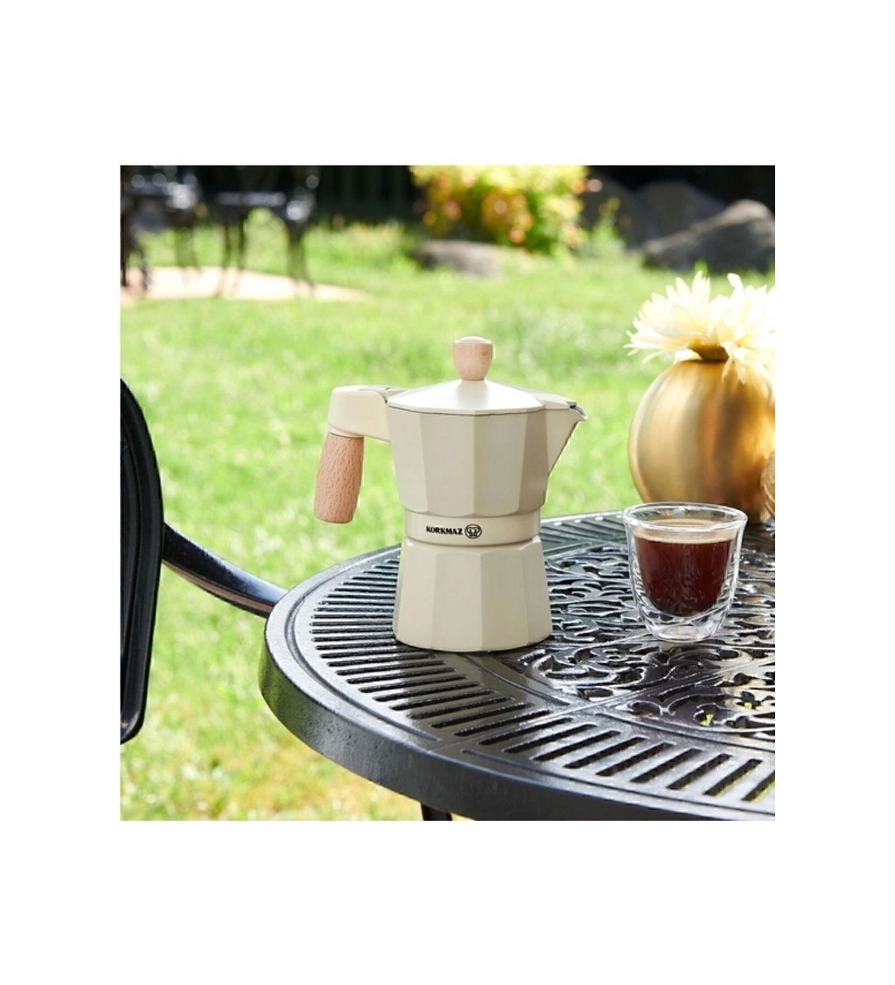KORKMAZ A5571 ETNA 3 FİNCAN BEYAZ MOKA POT 150 ML