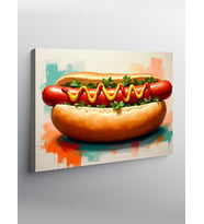 Kanvas Tablo Renkli Hot Dog İllüstrasyonu