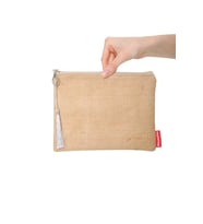 Baghashtag Beyaz Püsküllü Jüt Clutch Bez Çanta (Kahverengi)