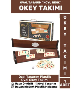 Özel Uzun Ömürlü Dayanıklı Aile Ev Arkadaş Kahve Cafe Oyun Plastik OVAL KOYU RENK 101 Okey Takımı