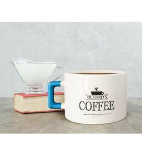 BK Gift Kişiye Özel İsimli Tarihli Mavi Kulplu Çay & Kahve Fincanı-1, Arkadaşa Hediye, Sevgiliye Hediye
