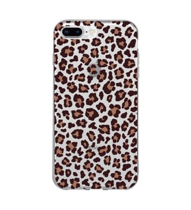 Iphone 7 Plus / 8 Plus Uyumlu Leopar Desenli Şeffaf Telefon Kılıfı