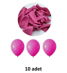 Fuşya Balon 12" - 30 cm Lateks Fuşya Renk Balon 10'lu Paket