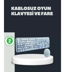 Retro Daktilo Stilli Kablosuz Klavye Mouse Seti – Sessiz Ve Şık