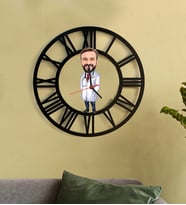 Kişiye Özel Doktor Karikatür 3D Ahşap Mdf Duvar Saati 208