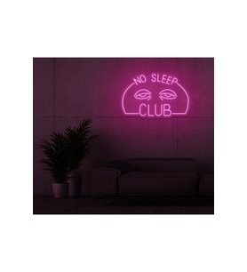 NO SLEEP CLUB Yazılı ve Şekilli Neon Tabela